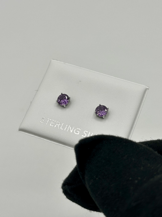 CZ Purple Diamond Earrings