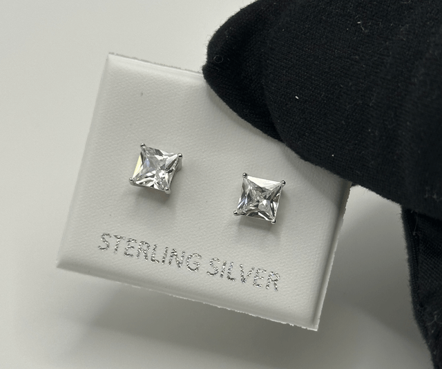 Square CZ Diamond Earrings
