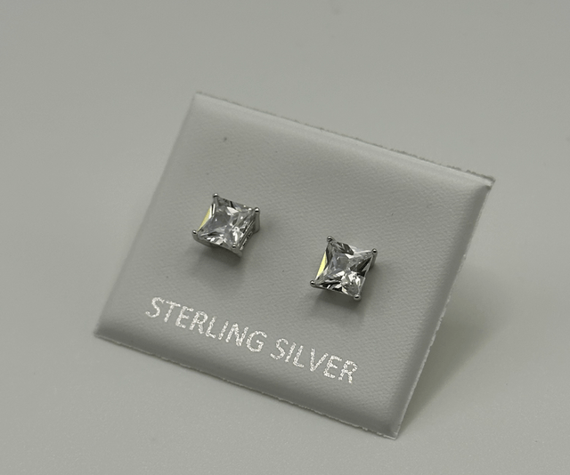 Square CZ Diamond Earrings