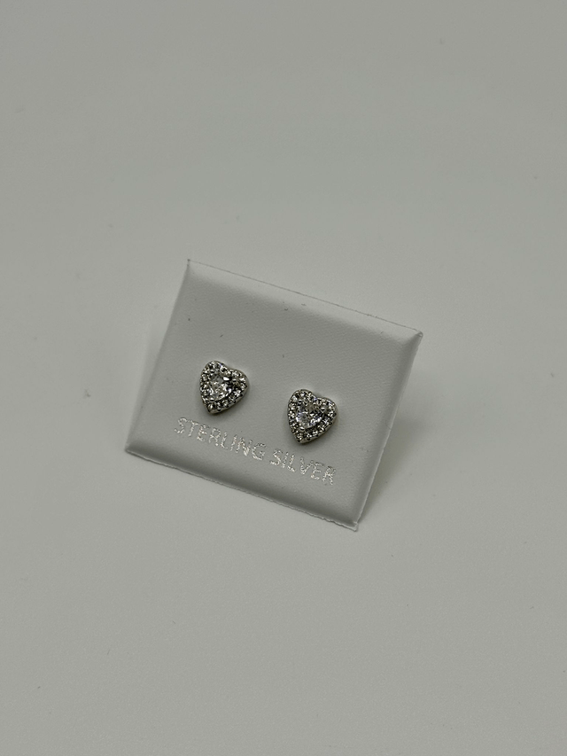 CZ Diamond Heart Earrings