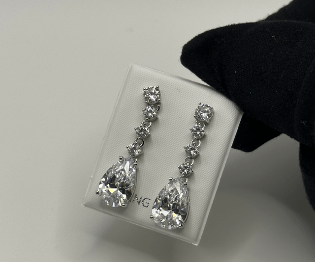 CZ Diamond Tear Drop Earrings