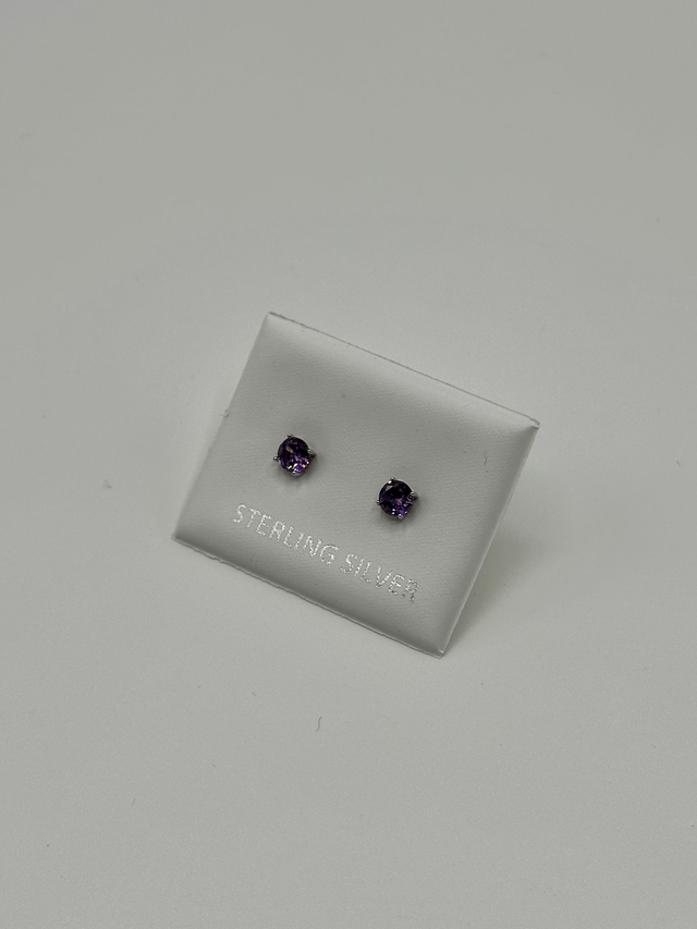 CZ Purple Diamond Earrings