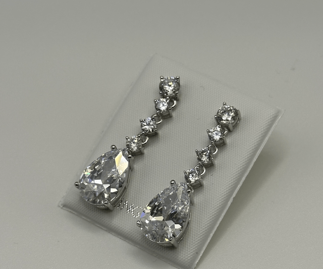 CZ Diamond Tear Drop Earrings