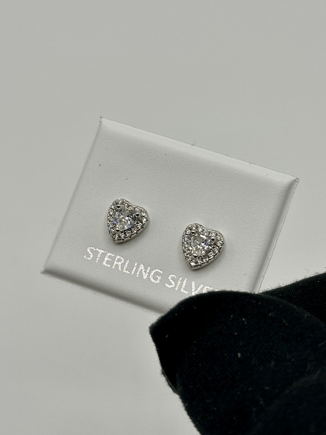 CZ Diamond Heart Earrings