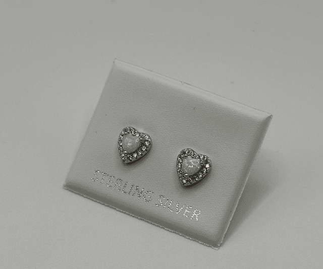 CZ White Opal Heart Earrings