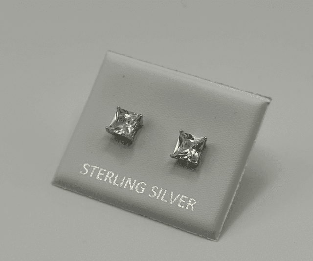 Square CZ Diamond Earrings