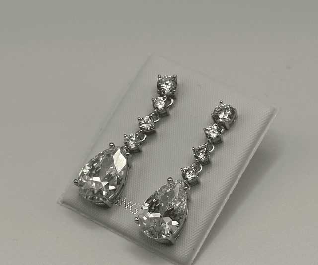 CZ Diamond Tear Drop Earrings